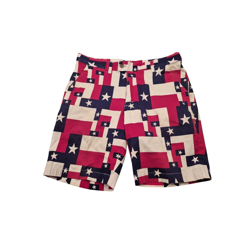 Loudmouth Golf Mens Texas Flag Stars Patriotic Shorts Red White Blue Sz 34